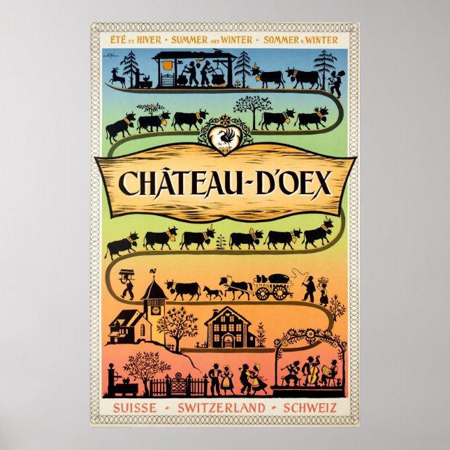 Château-d'Oex, Vaud, Suisse, Poster de voyage (Devant)