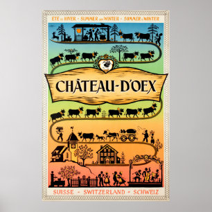 Château-d'Oex,Waadt,Schweiz,Reiseplakat Poster