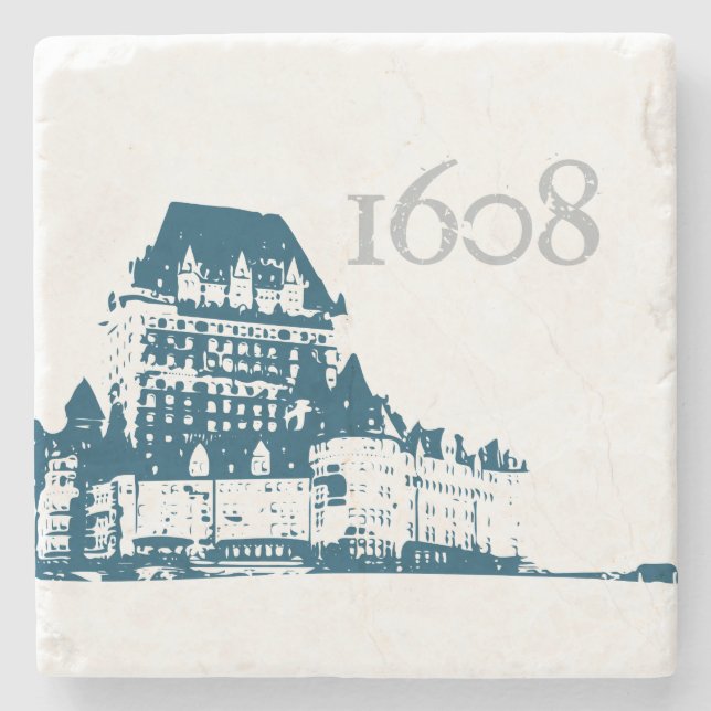 Chateau Frontenac 1608 Quebec fleur de Lys Steinuntersetzer (Vorderseite)