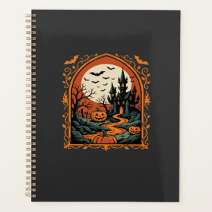 Château Hanté Halloween Citrouille Lune Vector Art