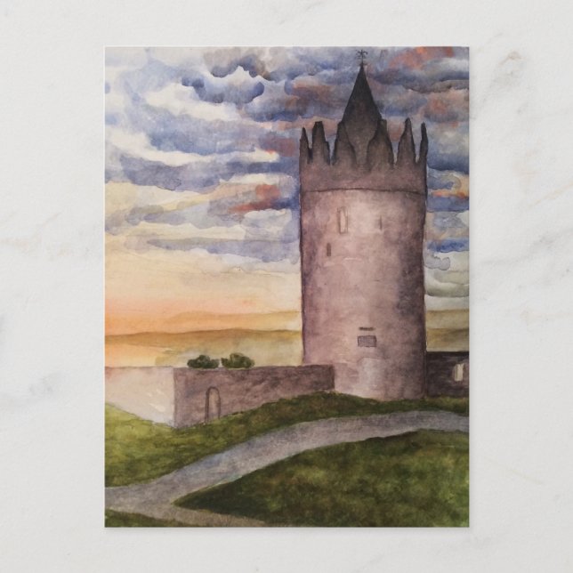 Château irlandais et aquarelle paysage Carte posta (Devant)
