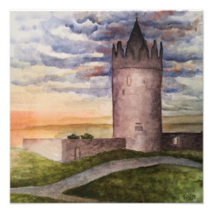 Château Irlandais et Impression de Photo Aquarelle