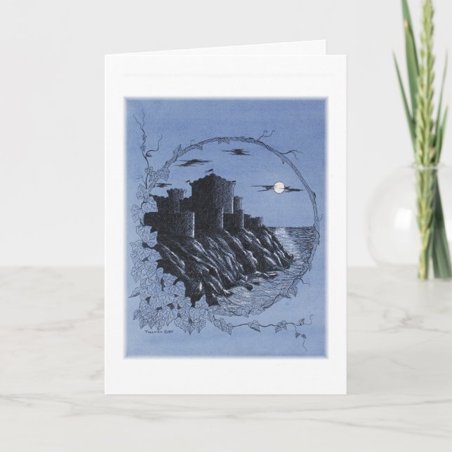 Château médiéval en Bleu Carte de remerciements (Devant)
