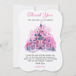 Château rose Aquarelle 1er Anniversaire Carte de r