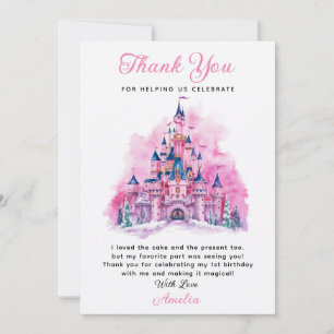 Château rose Aquarelle 1er Anniversaire Carte de r