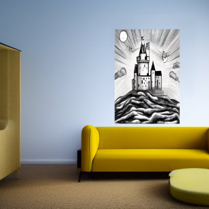 Château sur la colline   AI Art Poster