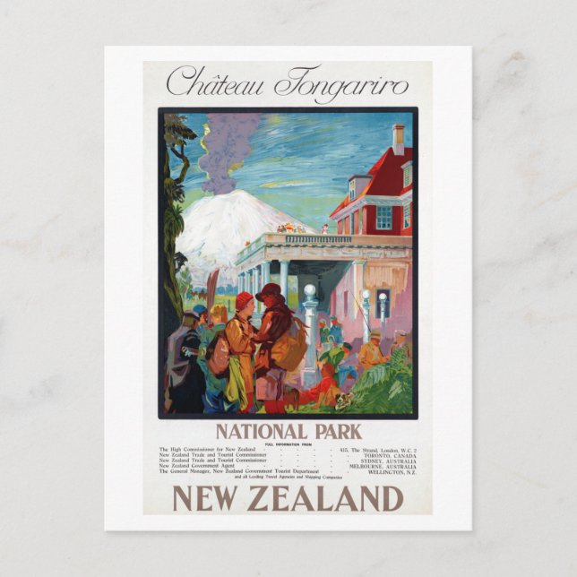 Chateau Tongaririro Nationalpark Neuseeland Poster Postkarte (Vorderseite)