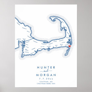 Chatham Bars Inn Hochzeit Navy Gästebuch Poster