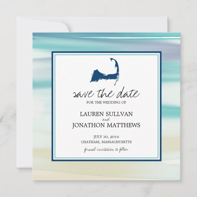 Chatham Cape Cod Ocean Wasserfarbe Save the Date (Vorderseite)
