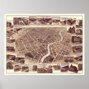 Chatham, ON, Kanada Panorama Karte - 1870 Poster