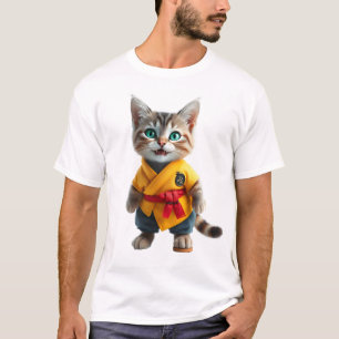 Chaton Charmeur en Kimono Jaune T-Shirt
