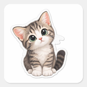 “Chaton Curieux Adorable – Autocollant de Chat Mig