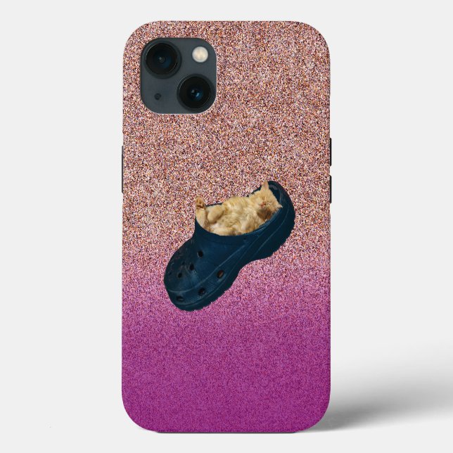 Chaton Dormant En Chaussure Croc, Coque Iphone 13 (Verso)
