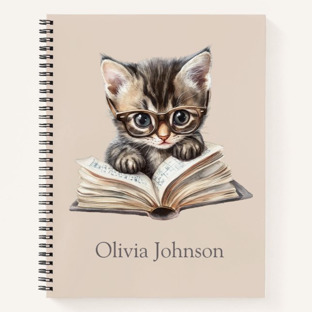 Chaton intelligent avec lunettes Carnet personnali (Devant)