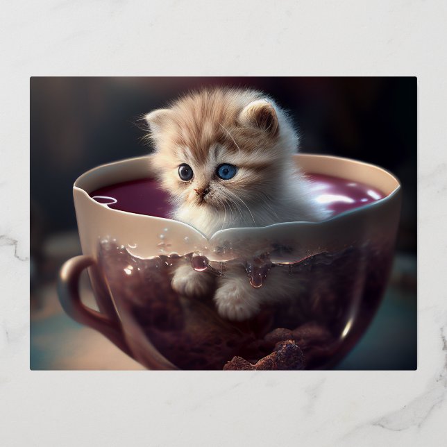 chaton mignon dans un design de carte postale 1 (Recto)
