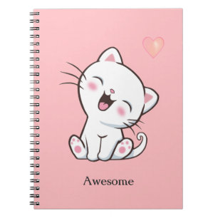 Chaton Mignon Incroyable sur un Cahier Rose Clair