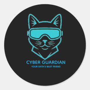 Chaton Néon Cyber Guardian - Autocollant Vinyle po
