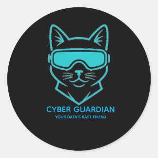 Chaton Néon Cyber Guardian - Autocollant Vinyle po