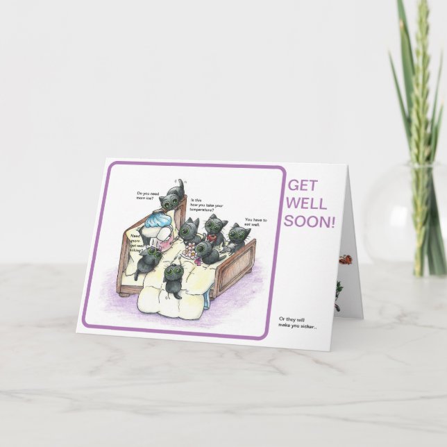 chaton noir blanc obtenir carte bien (Devant)