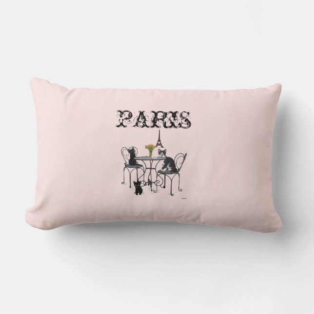 Chatons dans le coussin lombaire rose de Paris (Recto)
