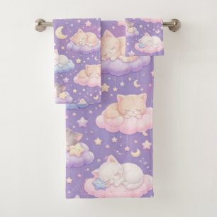 Chatons endormis rêveurs sur des étoiles et des nu