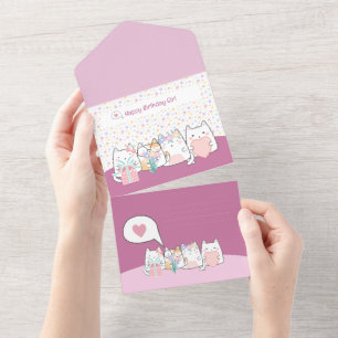 Chatons Kawaii Pastel amis de carte de vœux dessin