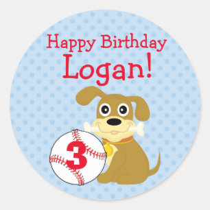 Chatouille chien et baseball ronde Stickers d'anni