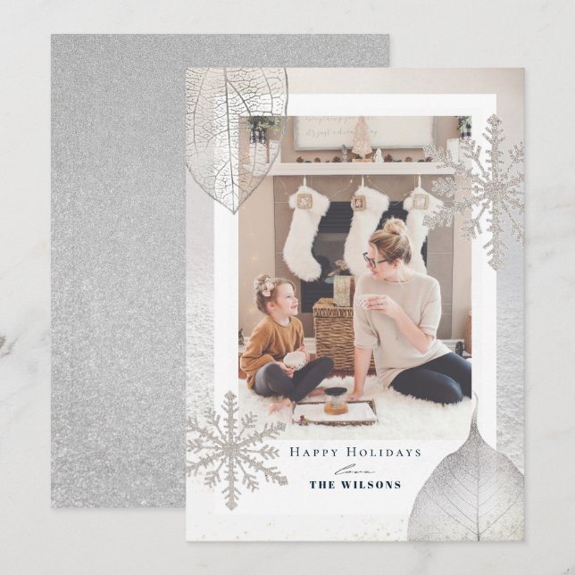 Chatoyant Carte photo de Noël d'hiver (Devant / Derrière)