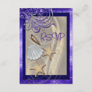 Chatoyant Seashell Purple Beach Rsvp Invitation