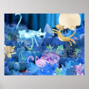 Chats à la Lune - affiche