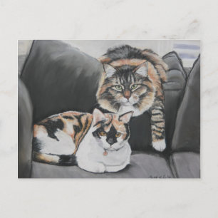 Chats accrochant la carte postale Art