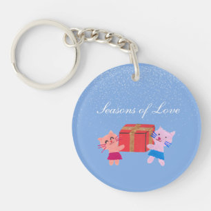 Chats adorables avec cadeau Hiver bleu photo Keeps