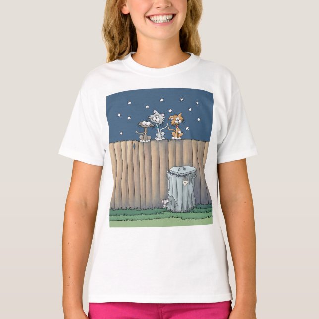 Chats Alley sur une clôture T-shirt (Devant)
