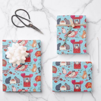 Chats amusants Papier à envelopper pour la Saint-V