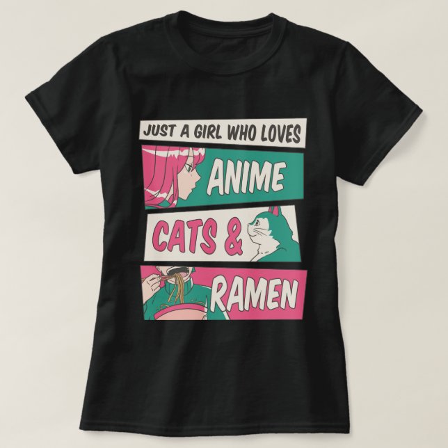 Chats Anime Ramen Tshirt PR (Design devant)
