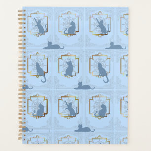 Chats Art Déco Élégants - Bleu