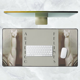 Chats Art Déco Felines Vintages Taupe Grey