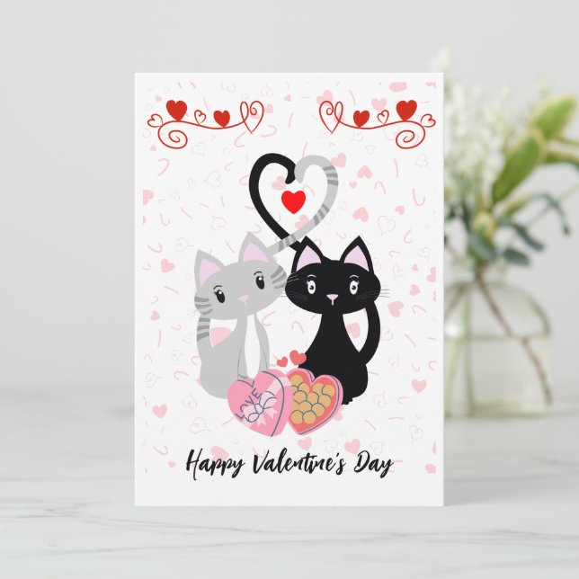 Chats avec carte Coeur Valentines (Debout devant)