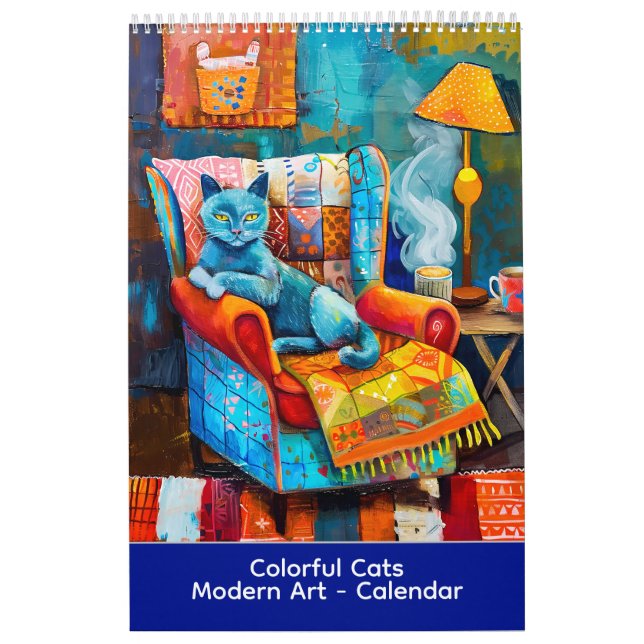 Chats Colorés – Calendrier d'Art Moderne (Protection)