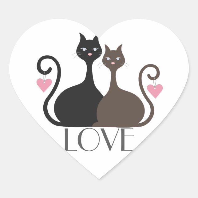 Chats d'amour Personnalisé "Amour" Sticker Coeur (Devant)