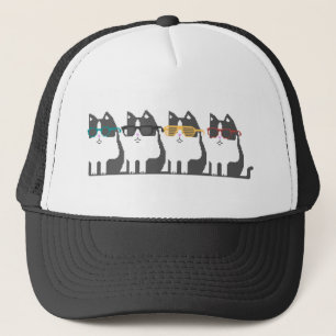 Chats dans le casquette d'art de pixel de rangée