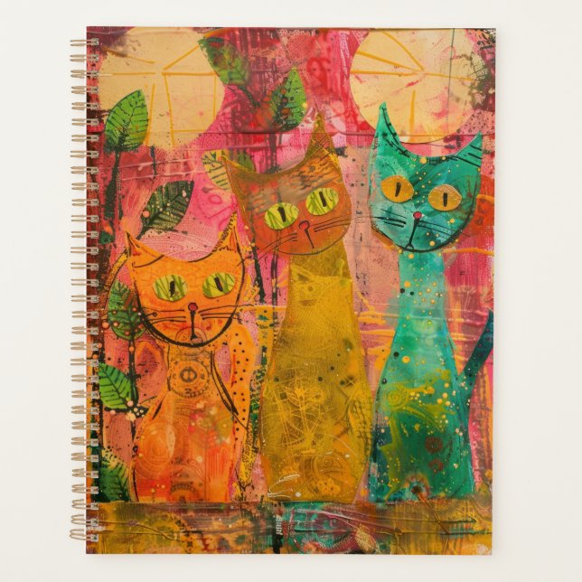 Chats d'aquarelle de Boho - Art de la féline terre (Devant)