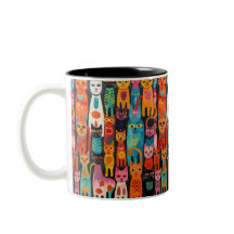 Chats d'art populaire vibrants Mug Motif