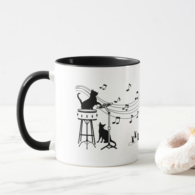 Chats de jazz | Tambour | Café Mug (Avec donut)