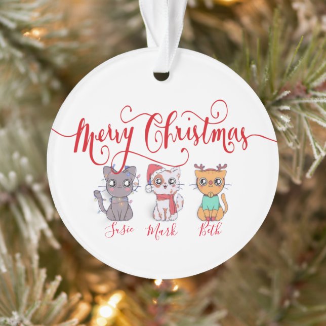 Chats de Noël ornement personnalisé (Arbre)
