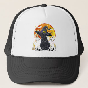 Chats d'Halloween avec sorcière Casquette du costu