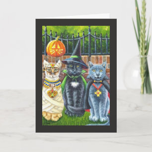 Chats d'Halloween en costume d'aquarelle carte d'a