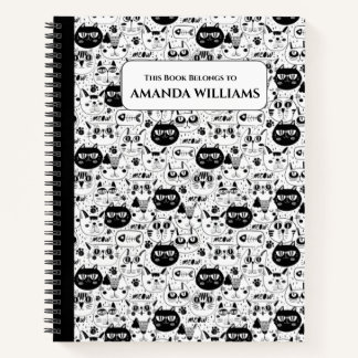 Chats Doodle noir et blanc Carnet pour enfants