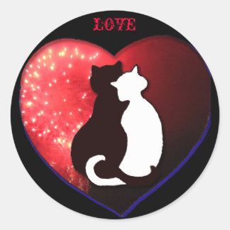 Chats en amour, autocollant