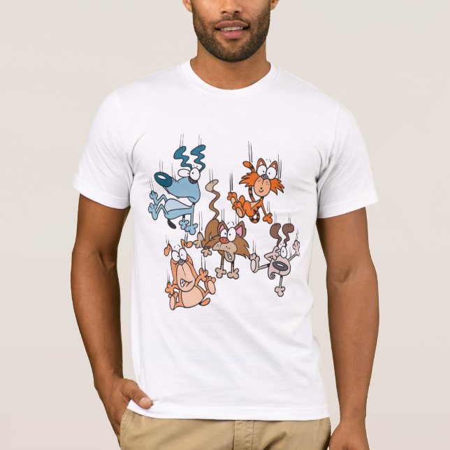 Chats en baisse et T-shirt des hommes de chiens (Devant)